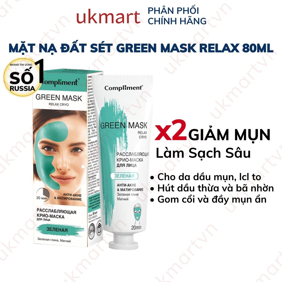 Mặt nạ đất sét xanh Compliment No Problem Face Mask làm sạch sâu giảm mụn se lỗ chân lông 80ml