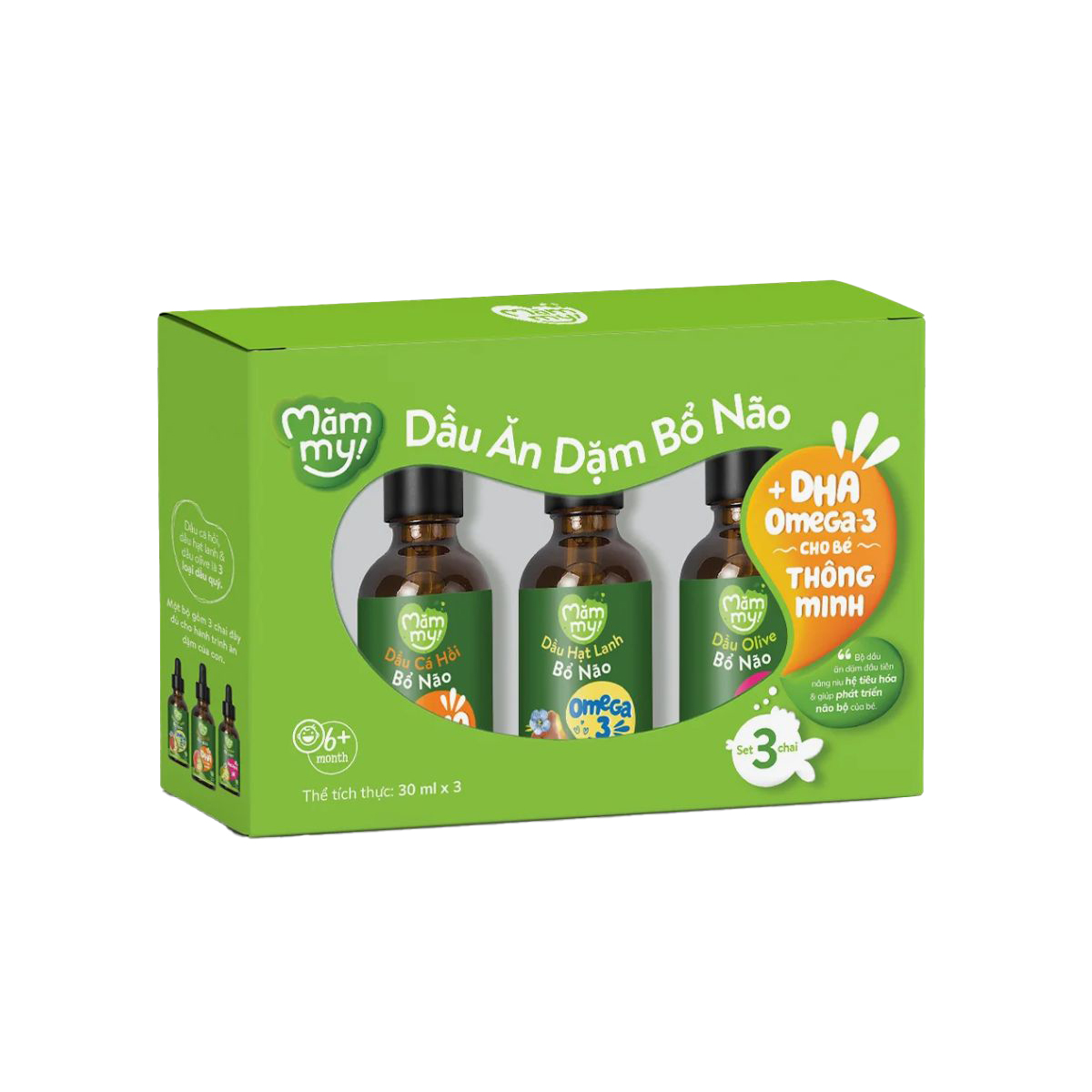 Set 3 Dầu Ăn Dặm Mămmy Dầu Cá Hồi Dậu Hạt Lanh Dầu Olive Chiết Xuất Tự Nhiên Cao Cấp Cho Bé Từ 6 Tháng - Bibo Mart