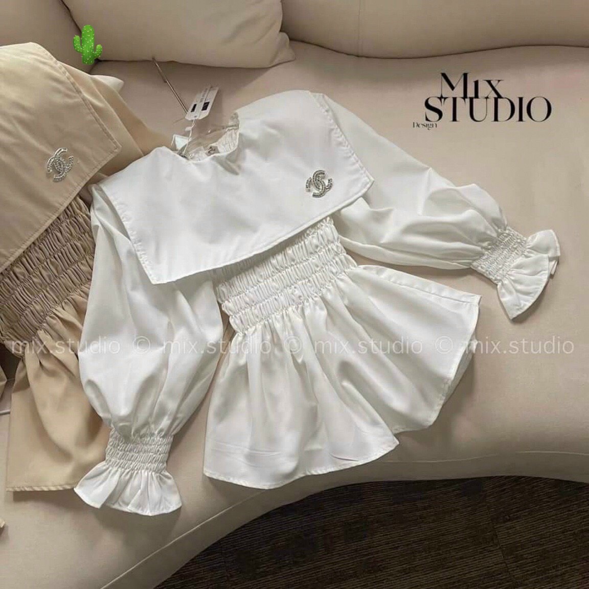 Áo sơ mi trắng bo chun sơ mi tay bồng tiểu thư cực sang chảnh áo kiểu nữ thiết kế cổ bẻ phom Áo sơ m