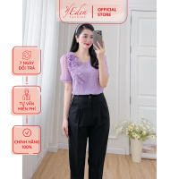 Áo kiểu nữ dáng suông cổ tim tay phồng thời trang Eden - ASM246