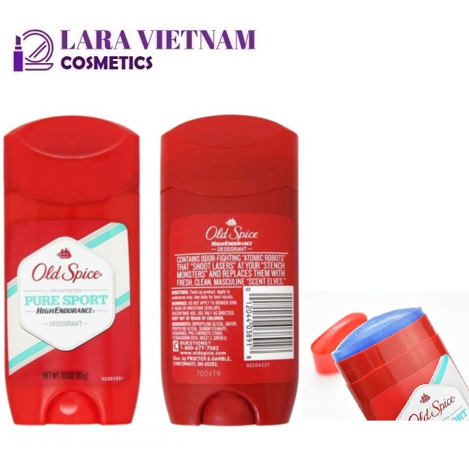 [Hộp đỏ lớn – Sáp xanh] Lăn khử mùi nam Old Spice Pure Sport High Endurance 85g cực kì khô thoáng suốt thời gian dài