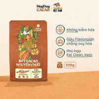 Bột cacao nguyên chất Việt Nam tự nhiên không đường - Dòng Natural 22%-24% bơ cacao tự nhiên - Không kiềm hoá - Túi 225g - Hỗ trợ giảm cân bền cơ keto hiệu quả - Vị socola tự nhiên thơm nồng dễ uống