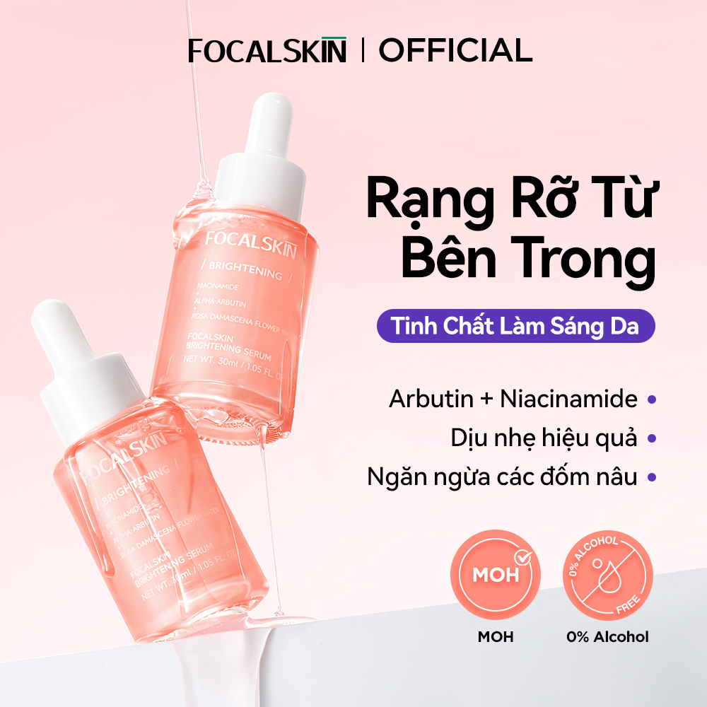 FOCALSKIN Serum Dưỡng Trắng Da Mờ Thâm Mụn Gấp Đôi Vitamin C + Niacinamide B3 +  Alpha Arbutin Dưỡng