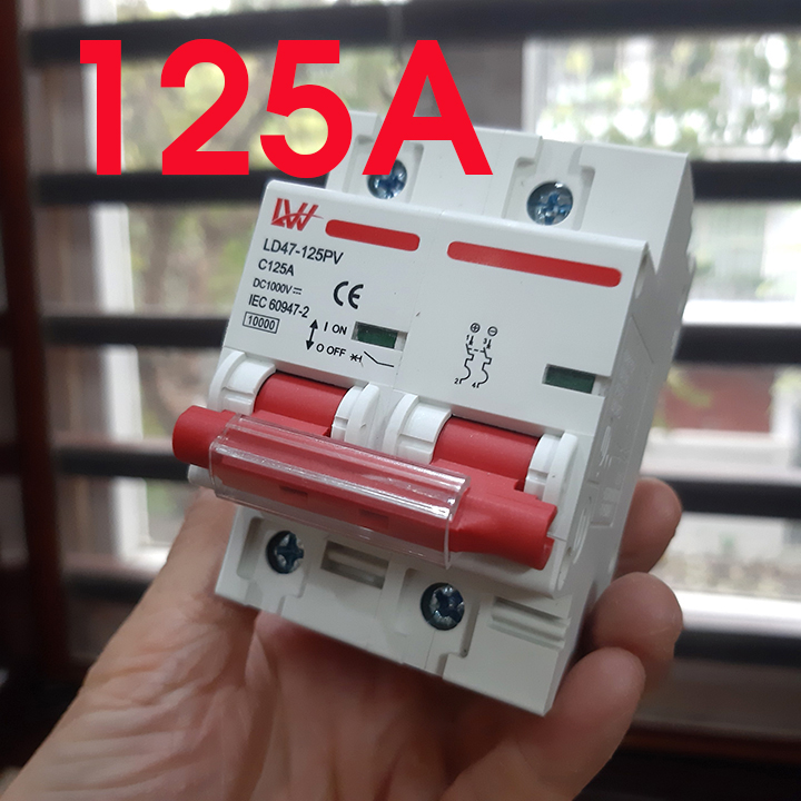 Át 1 chiều aptomat cb 1000V DC bảo vệ quá tải cho pin năng lượng mặt trời 16A/20A/25A/32A/40A/63/125