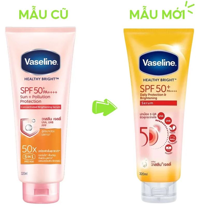 Kem dưỡng thể vaseline 50x chống nắng SPF 50+ PA++++ (300ml) Healthy Bright Sun + Pollution Protect Thái Lan chính hãng - Helena Cosmetics