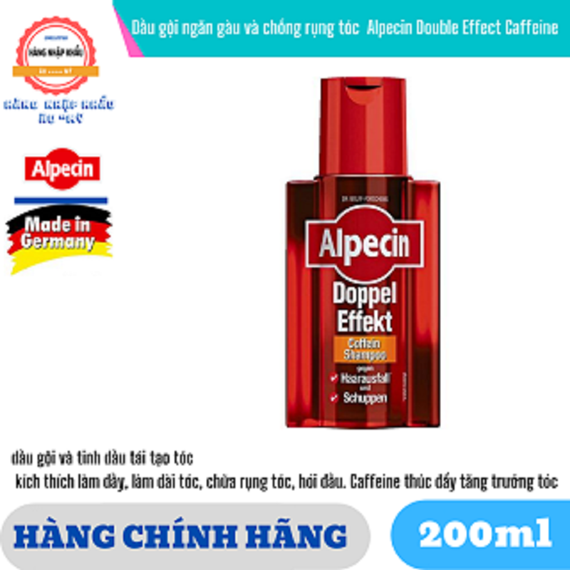 Dầu Gội Trị Rụng Tóc Và Kích Thích Mọc Tóc Alpecin 200Ml Dầu Gội Alpecin Doppel Effekt Dầu Gội Alpecin Tái Tạo Tóc Dầu Gội Đầu Dành Cho Người Hói Kích Thích Mọc Tóc Dầy Tóc Mái Tóc Đen Bóng Mượt