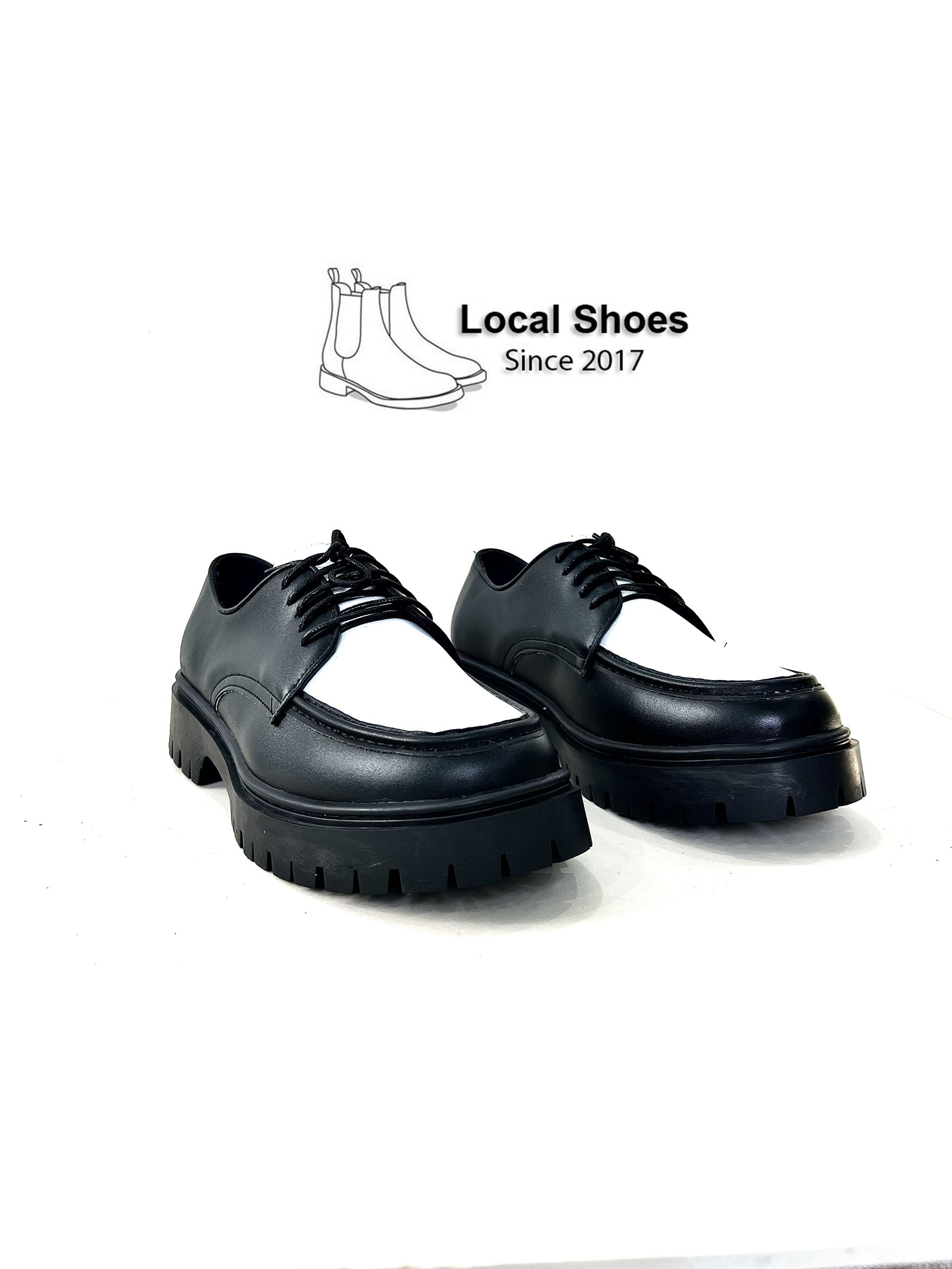 Chunky Derby Black White giày Chunky Derby Nam Đen Trắng D04