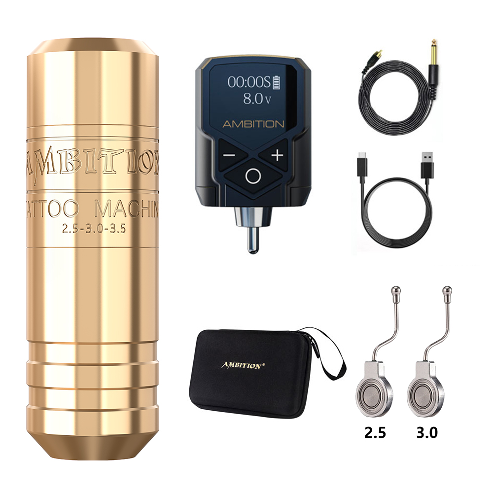 Ambition 28mm Torped 2 Rotary Tattoo Pen Stroke 2.5-3.0-3.5mm Máy không dây Kuark Pin Động cơ không