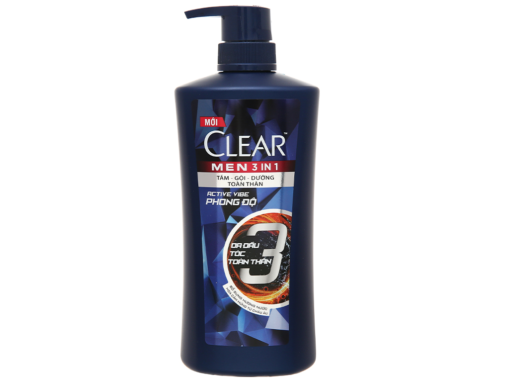 [Hcm]Dầu Tắm Gội Clear Men 3In1 Phong Độ 630G