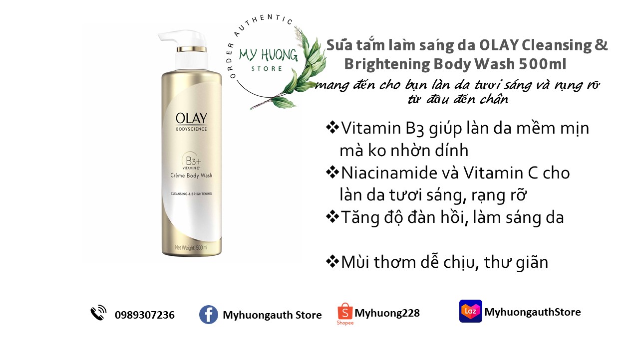 Sữa Tắm Dưỡng Da Làm Trắng Olay Chính Hãng