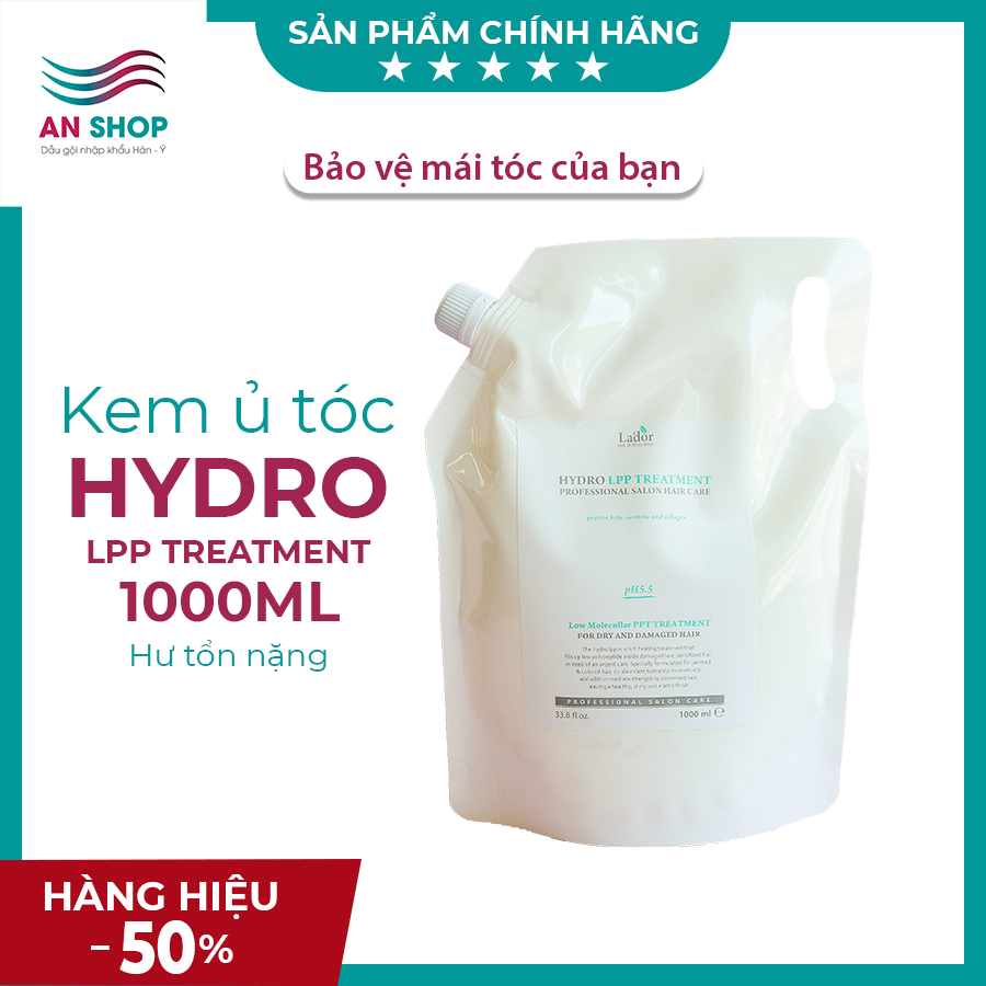 Kem Ủ Tóc Hấp Tóc Dưỡng Tóc Phục Hồi Tóc Hư Tổn Nặng Chăm Sóc Tóc Uốn Nhuộm Duỗi Lador Hydro Lpp Treatment 1000Ml