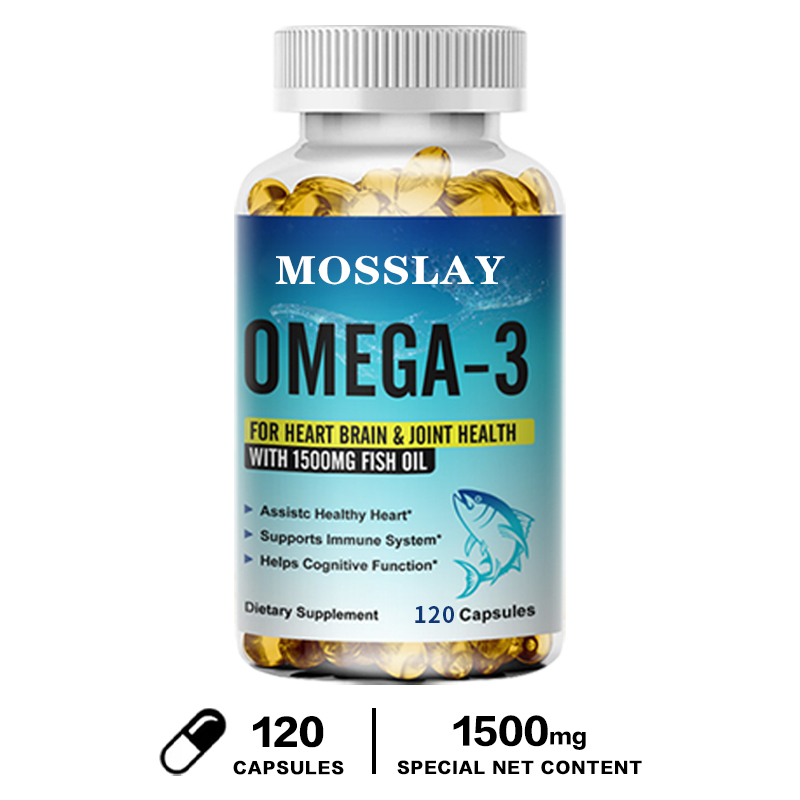 Viên nang dầu cá Omega-3 Triple Strength 1500 mg Hỗ trợ tim não miễn dịch &amp; bổ sung sức khỏe khớp Hỗ trợ sức khỏe tim mạch