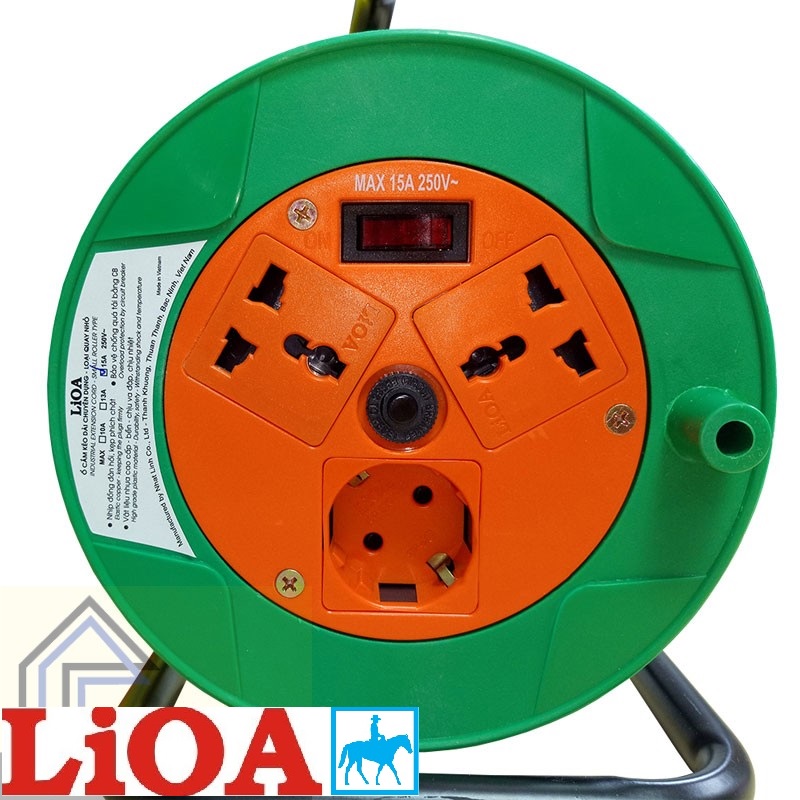 Ổ cắm điện kéo dài quay tay LiOA kiểu Rulo 20 Mét 15A QN20-2-15A