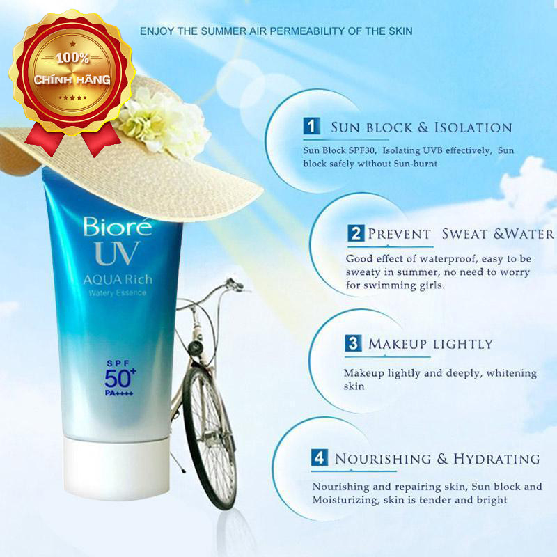 [Hcm](Mẫu Mới) (Nội Địa Nhật) Kem Chống Nắng Biore Uv Aqua Rich Watery Essence/Gel Spf 50+/ Pa++++ 50G/90Ml