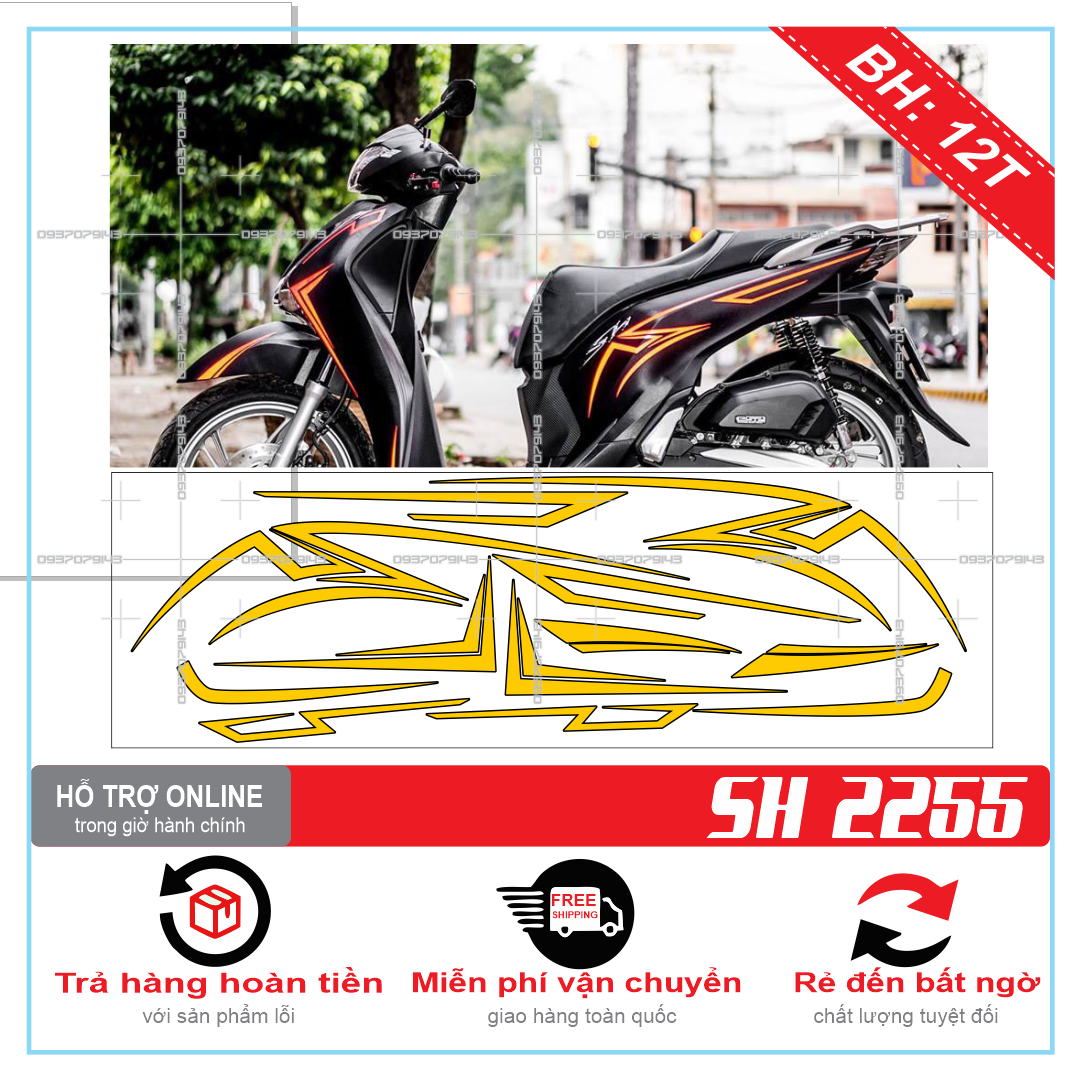 TEM RỜI SH 2019 DÁN XE ĐEN -DECAL CHỐNG NƯỚC - KHÔNG BAY MÀU