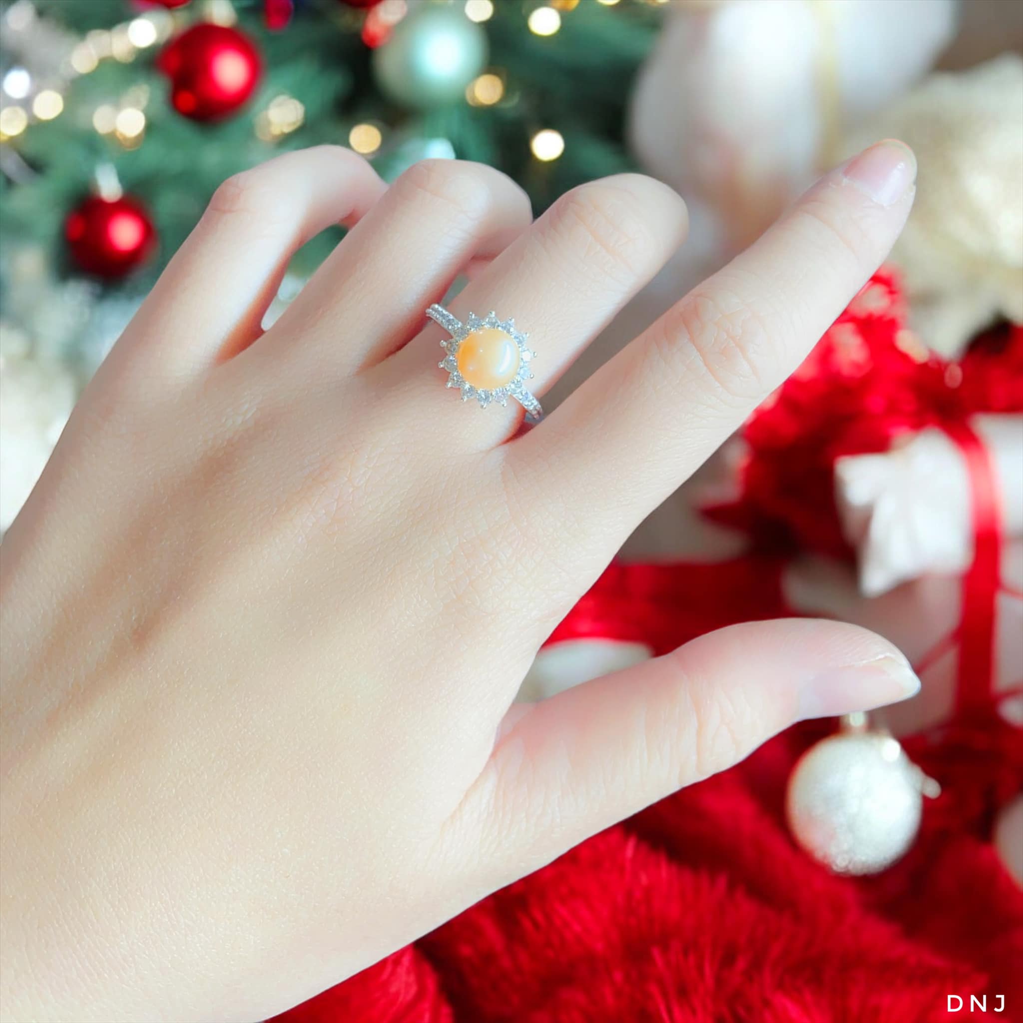 Nhẫn bạc nữ mặt gắn trai chất liệu bạc s925 MS0902