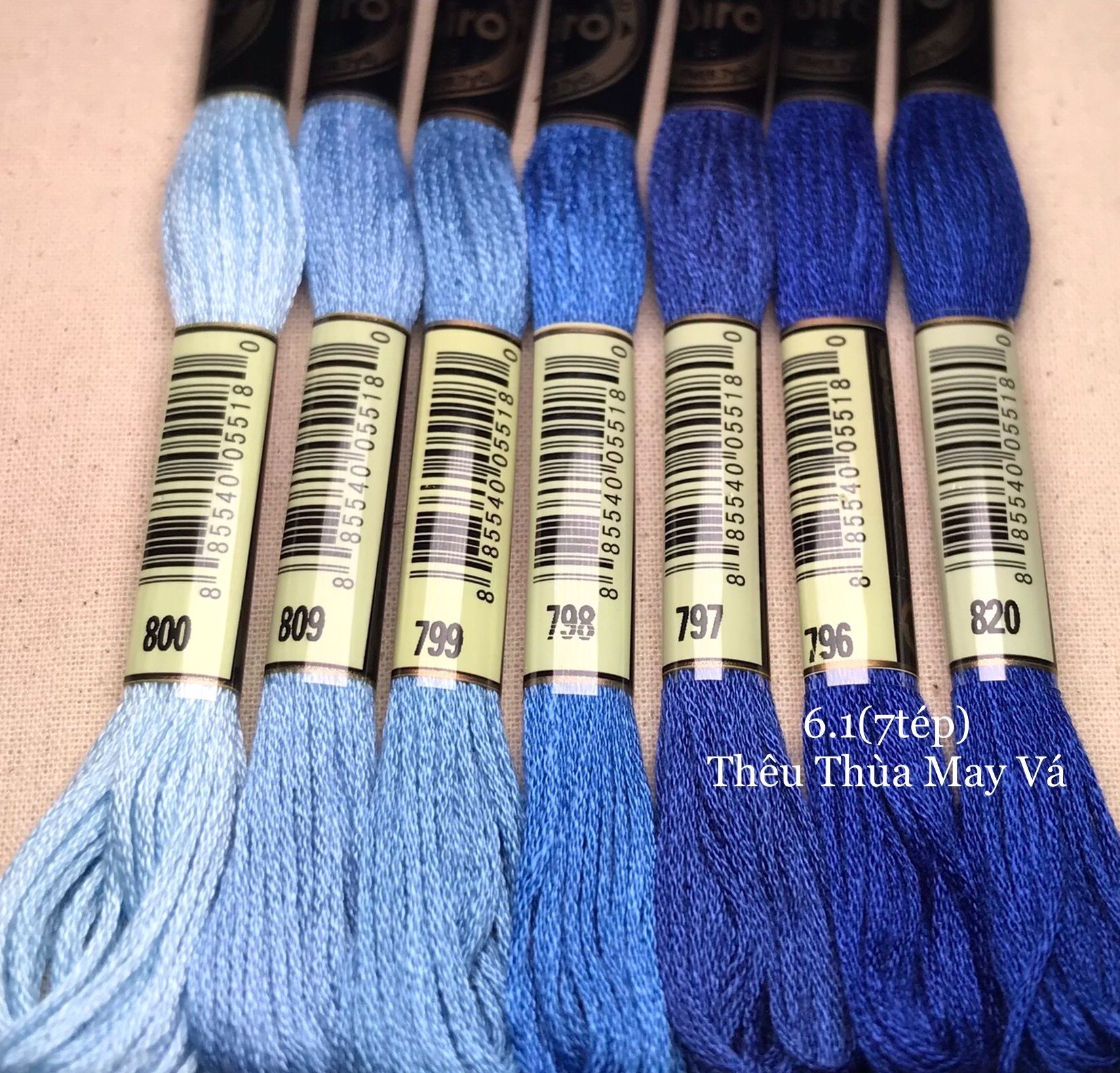 [AIRO TONE XANH BIỂN/ TÍM] chỉ thêu cotton Airo