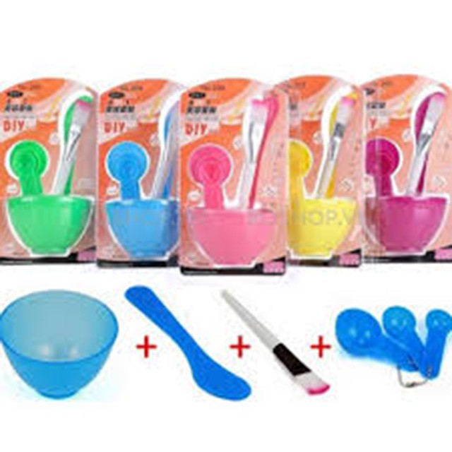 [HCM]Bộ Dụng Cụ Chén Cọ Muỗng Trộn Mặt Nạ Đắp Mặt Tại Nhà 4In1 Tiện Lợi