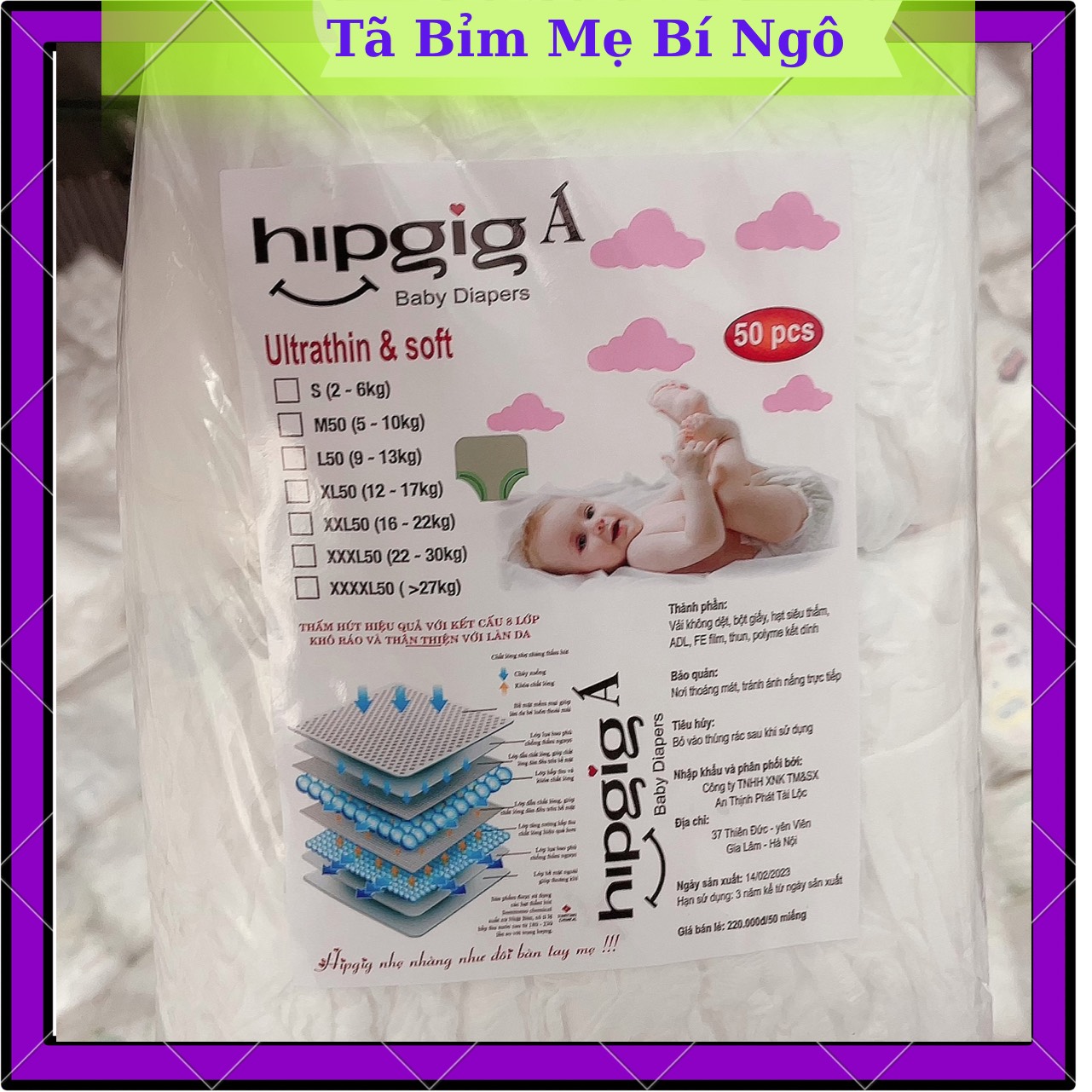 [ CHỈ ĐI ĐƠN SỐ LƯỢNG 1]Bỉm dán/quần hipgig a 100 miếng hàng xuất Nhật công nghệ hạt sáp chống sệ bỉm thấm hút tốt mẫu mã đa dạng.