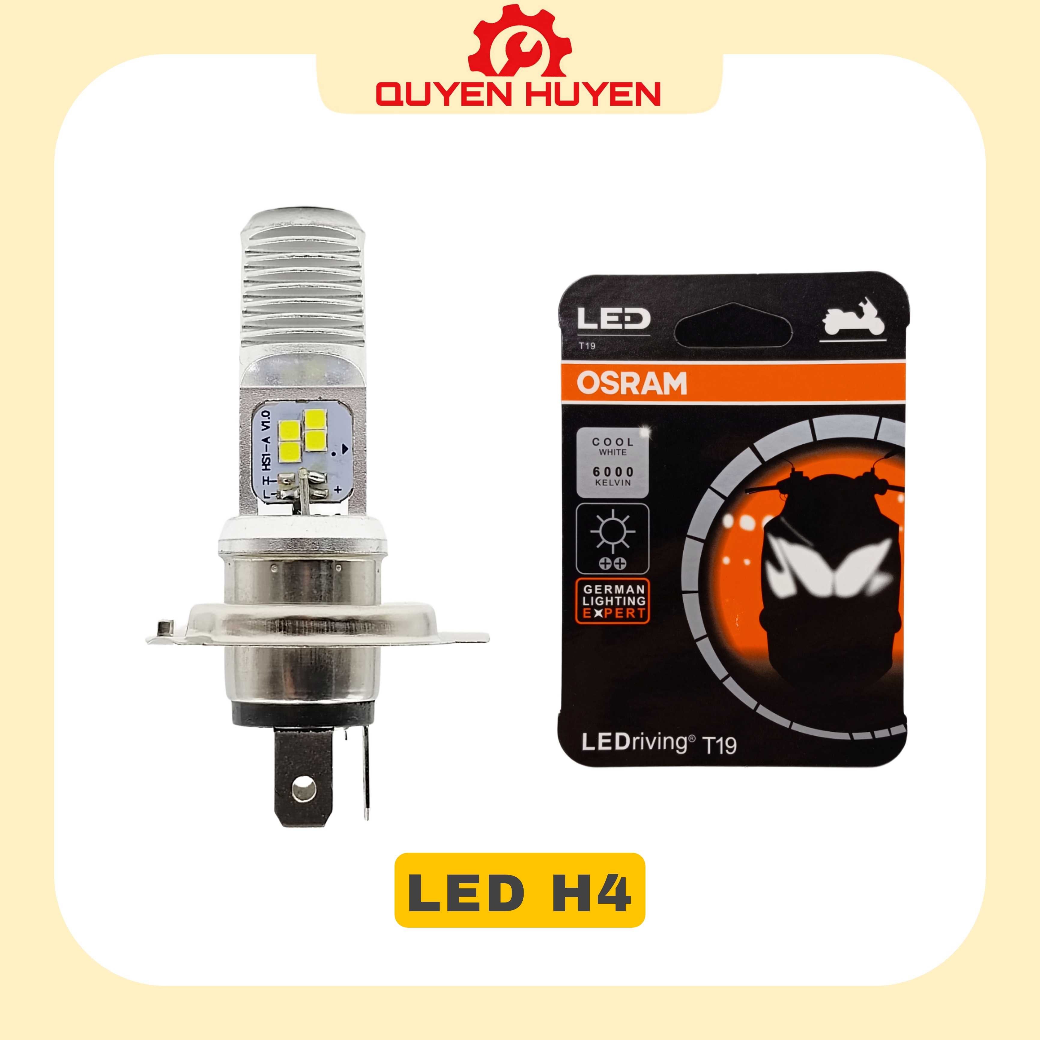 Bóng đèn pha LED xe máy OSRAM M5 H4 - 2 chân 3 chân - Dream Wave Cub Future Lead Air Blade Vision