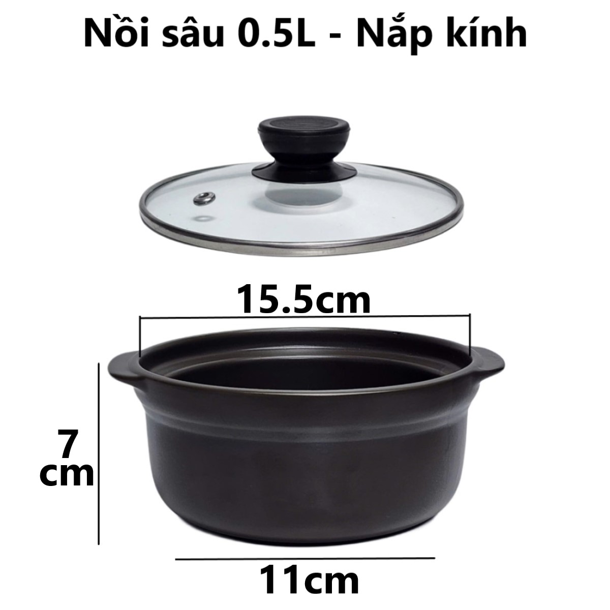 Nồi đất sứ PAN tráng men chống dính - Có nắp sâu lòng cạn lòng nhiều kích thước - Kho cá thịt mì cay