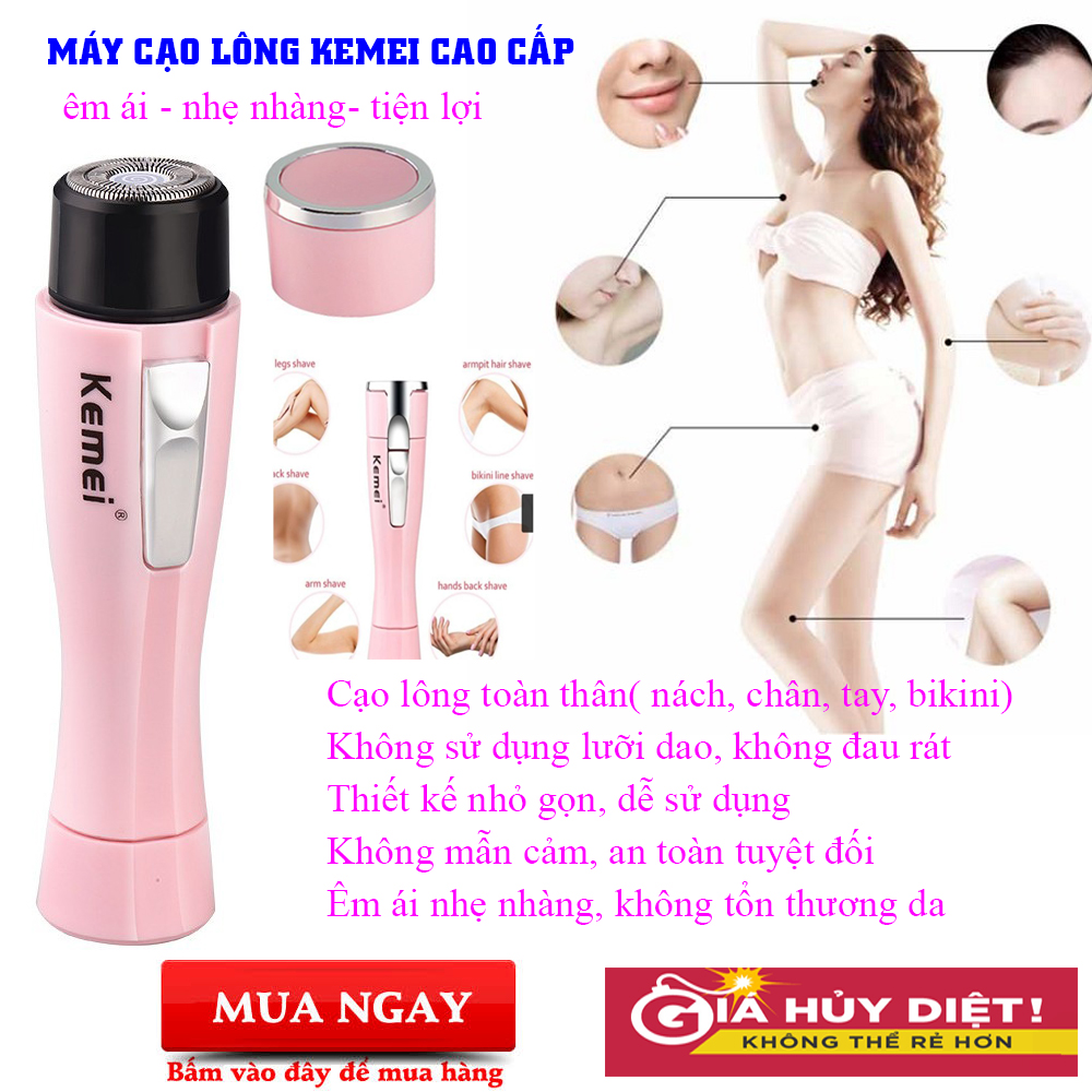 Máy Cạo Lông Nách Lông Chân Tay Máy Wax Lông Kemei Cạo Sạch Lông Toàn Thân Thiết Kế Nhỏ Gọn Tiện Lợi Dễ Dàng Sử Dụng