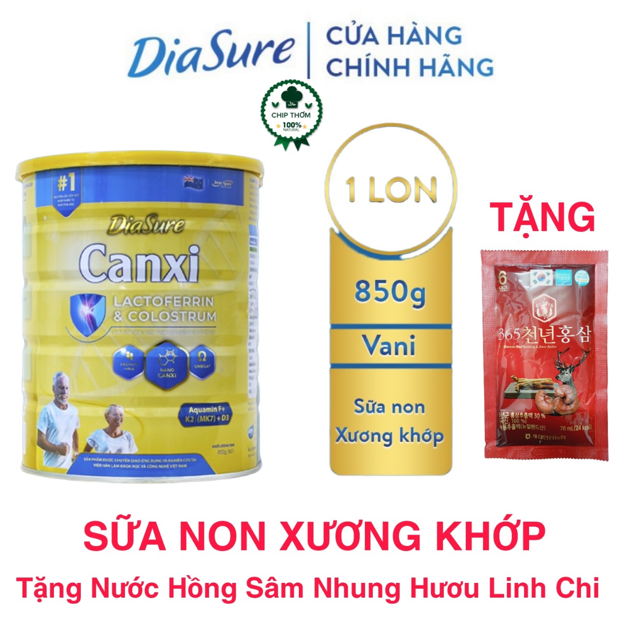 Sữa Diasure Canxi lon 850g - Hàng Chính Hãng Date Mới - phòng chống loãng xương cải thiện xương khớp