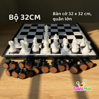 Bộ cờ vua nam châm cỡ vừa màu đen trắng [tặng 2 hậu] bàn cờ kiêm hộp đựng tiện lợi