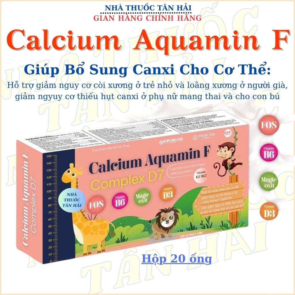 [ mua 2 tặng 1] Calcium Aquamin F giúp bổ sung canxi hỗ trợ giảm nguy cơ còi xương thiếu canxi ở trẻ em và người lớn hộp 20 ống