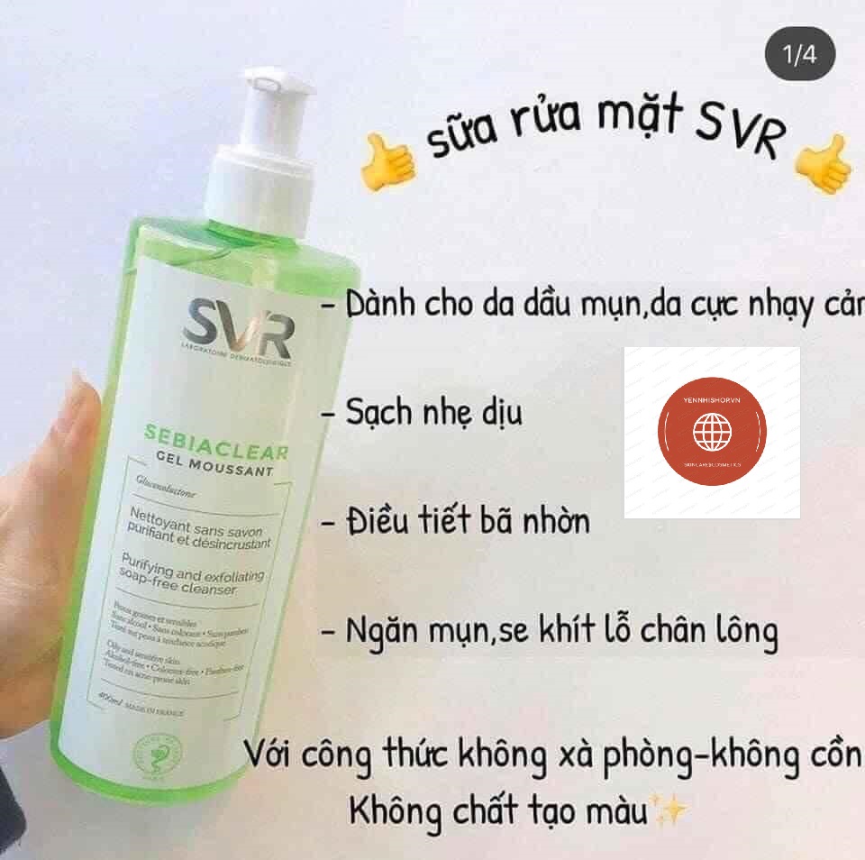 [CH&IacuteNH H&AtildeNG] Sửa rửa mặt SVR 400ml d&agravenh cho da dầu mụn nhạy cảm
