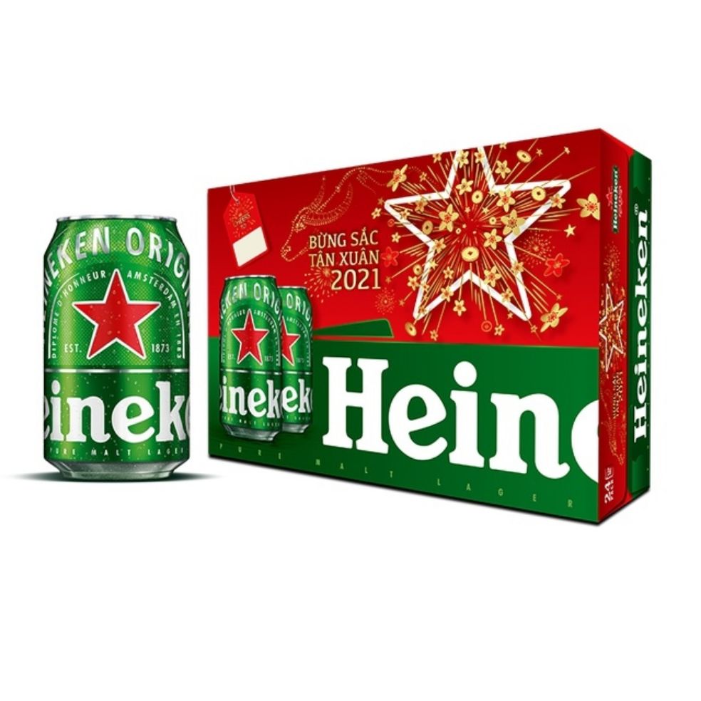 Thùng bia Heineken 24 lon thường 330ml/lon