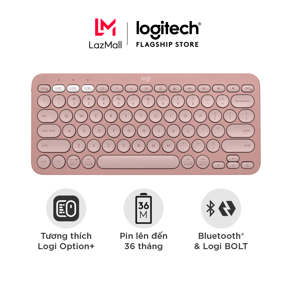 Bàn phím không dây Bluetooth Logitech K380 | Logitech K380s - Kết nối 3 thiết bị giảm ồn gọn nhẹ dễ 