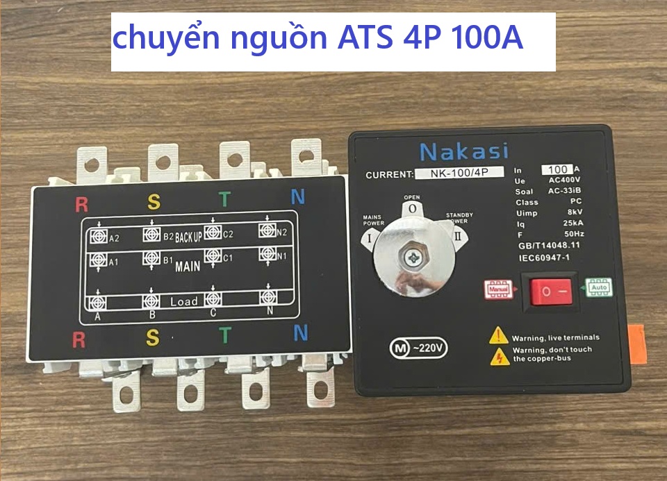 chuyển nguồn tự động cho 3 pha ATS 4P 100A 125A Bộ chuyển đổi 2 nguồn điện 3 pha công suất lớn