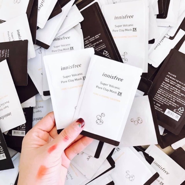 [Sample] Gói Mặt Nạ Đất Sét Trị Mụn Đầu Đen Innisfree Super Volcanic Pore Clay Mask 2X Tẩy Tế Bào Chết Se Khít Lỗ Chân Lông Dưỡng Sáng Da