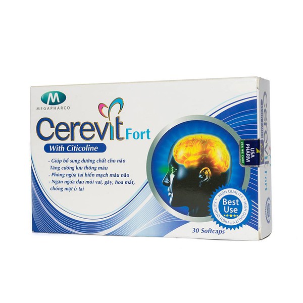 HOẠT HUYẾT DƯỠNG NÃO CEREVIT FORT - KHỎI LO ĐAU ĐẦU - GIẢM TAI BIẾN MẠCH MÁU NÃO - HỘP 30 VIÊN
