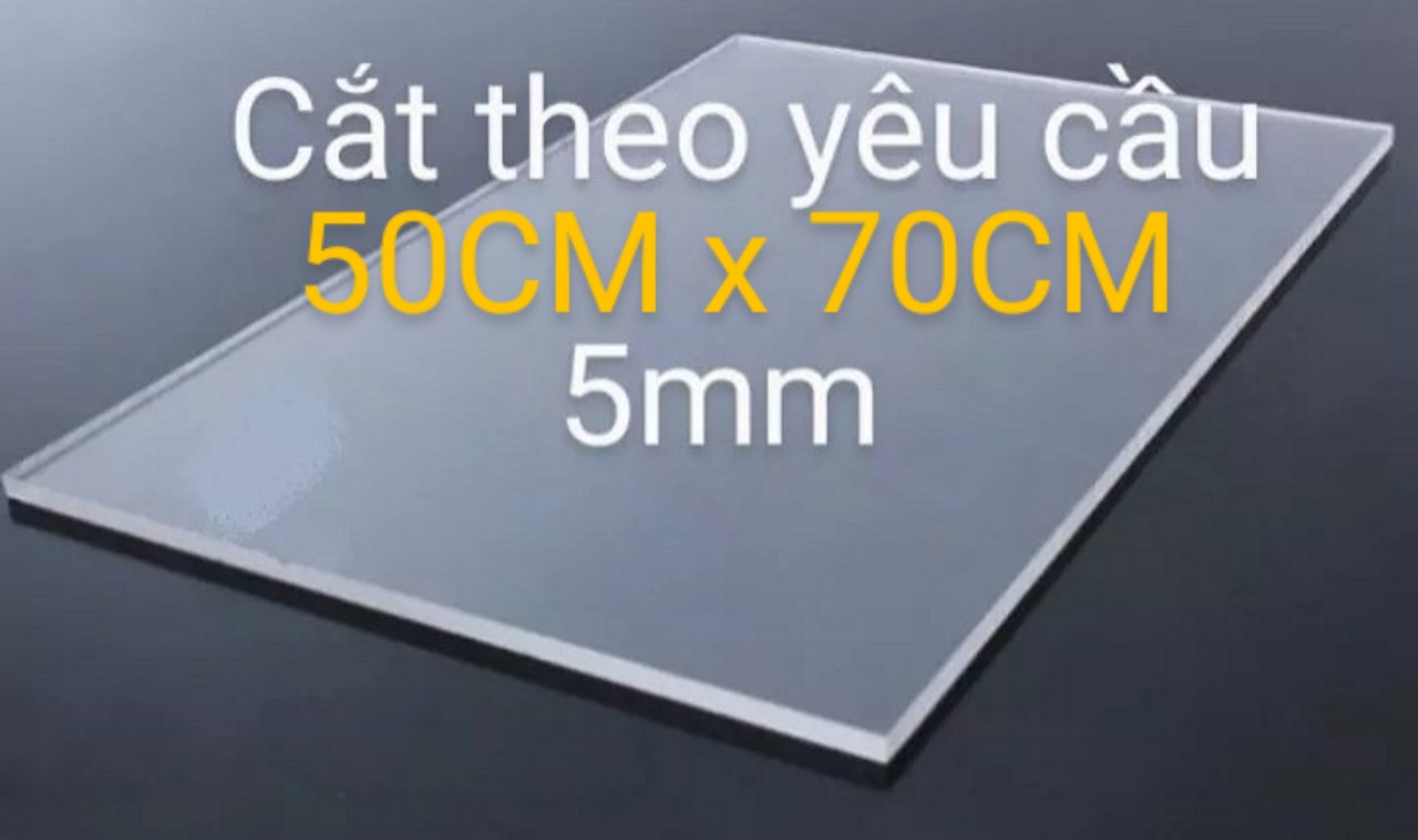 Tấm nhựa mica trong suốt dày 5mm x 3mm x 70CM x 50CM nhận cắt kích thước theo yêu cầu