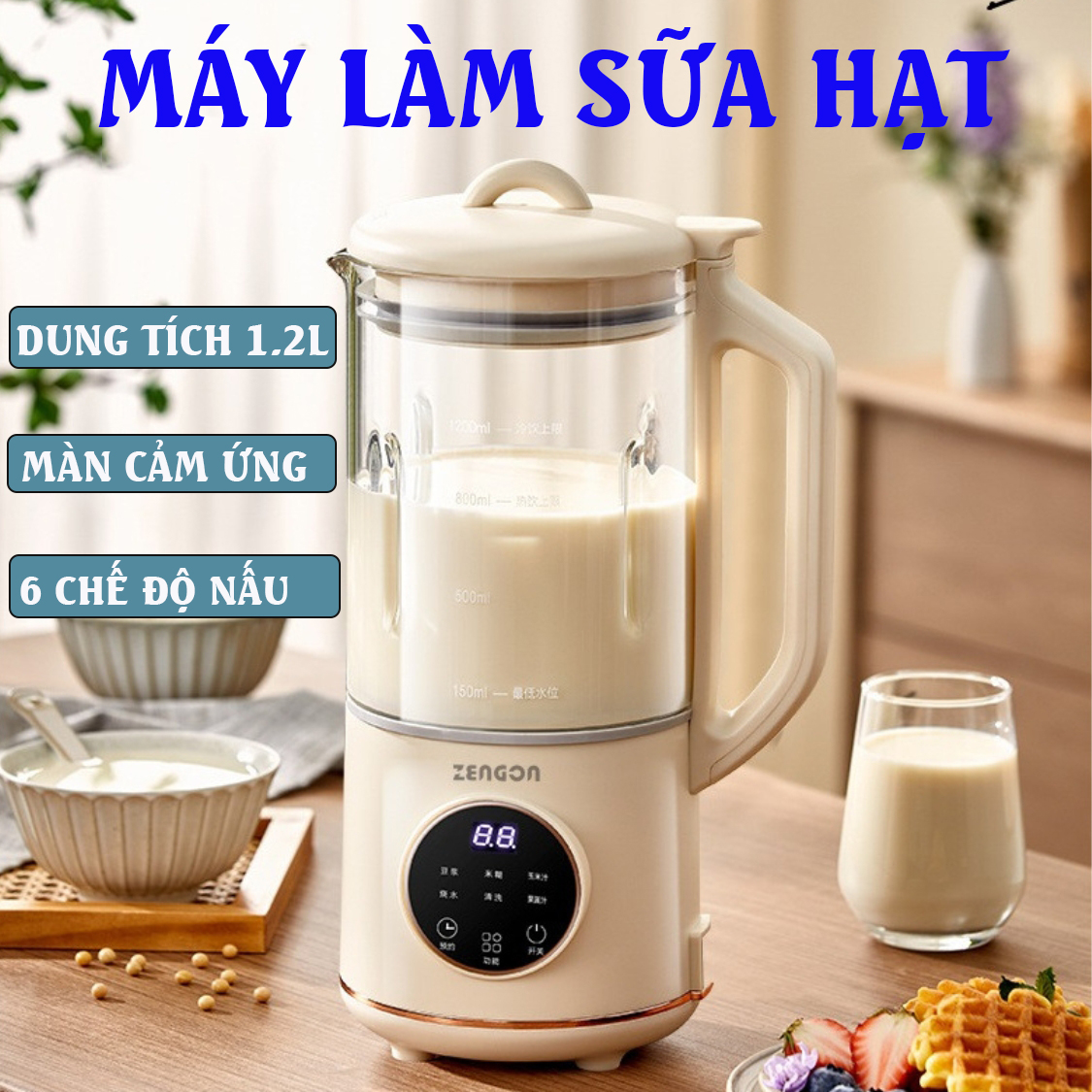 Máy làm sữa hạt ZENGON Máy nấu sữa hạt tự động Máy xay hạt làm sữa hạt mini chế độ xay nấu đa năngcô