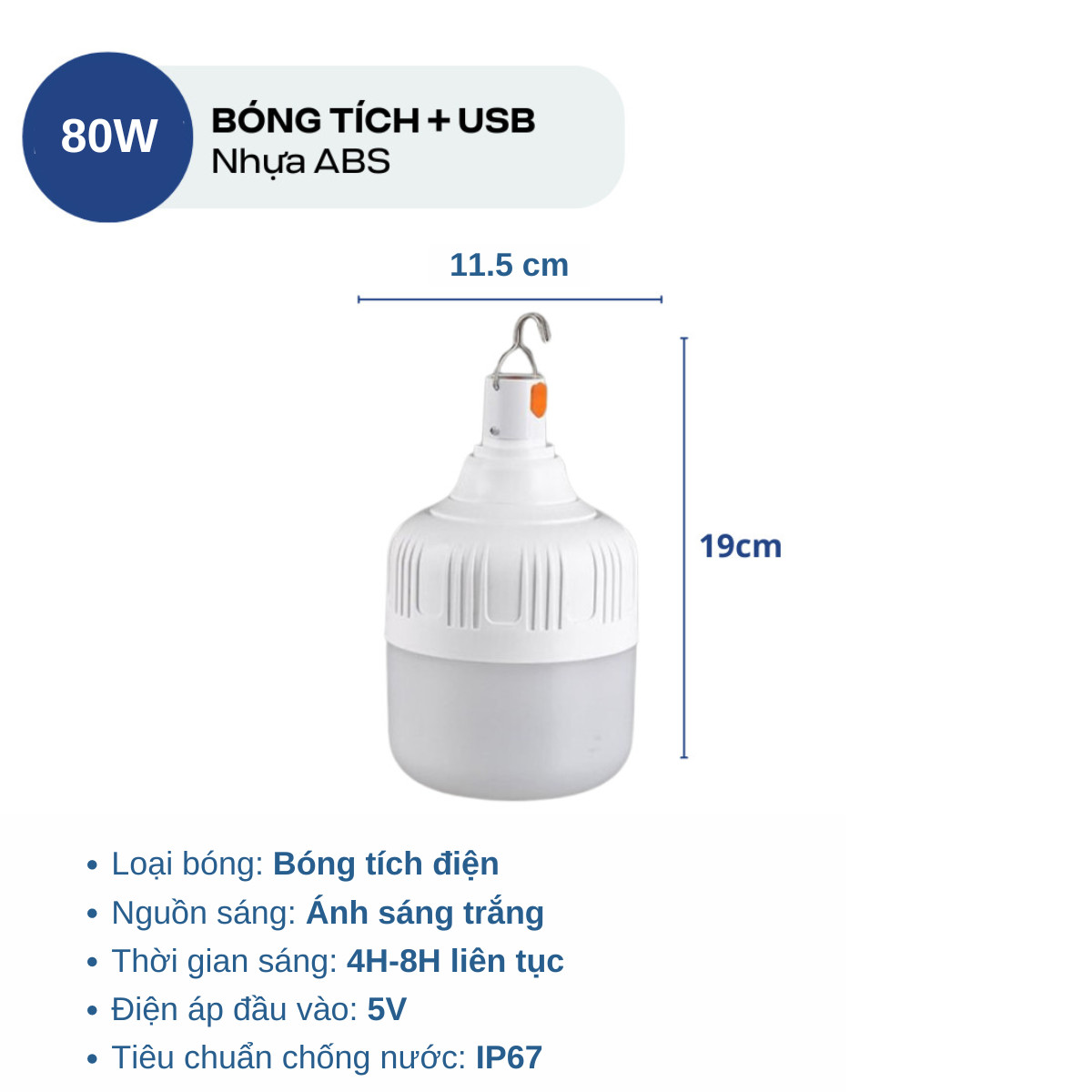 Bóng Đèn Tích Điện ATH LIGHTING Loại Bóng Đèn Led Sạc Tích Điện Đa Năng 3 Chế Độ Sáng Và Có Dây Sạc Bảo Hành 24 Tháng