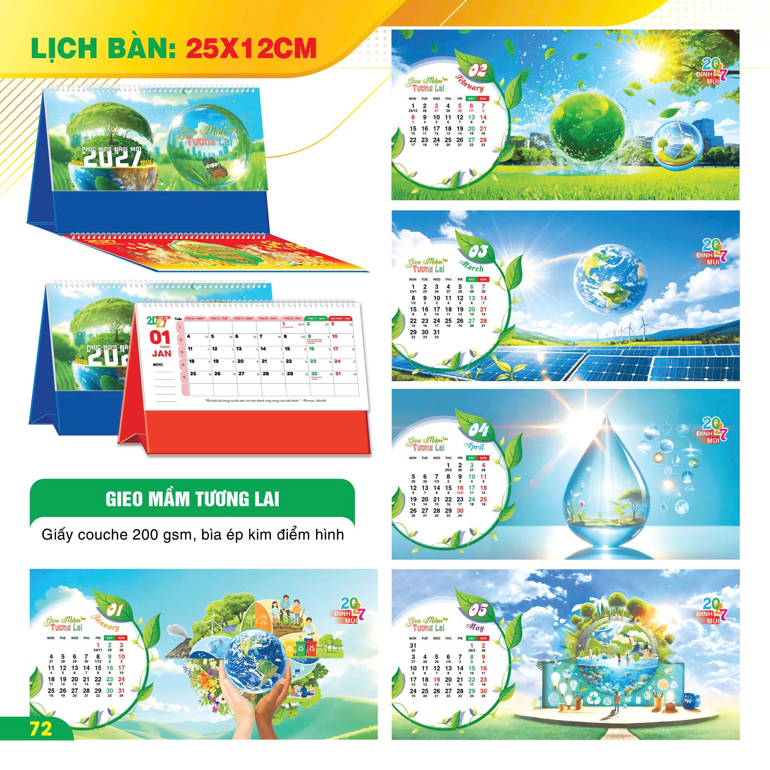 LỊCH 2027 - LỊCH BÀN CHỮ A NGANG - (12x25CM) KHÔNG NOTE - LỊCH ĐỂ BÀN 2027 - LỊCH TẾT 2027 - CĐ. THỊNH VƯỢNG
