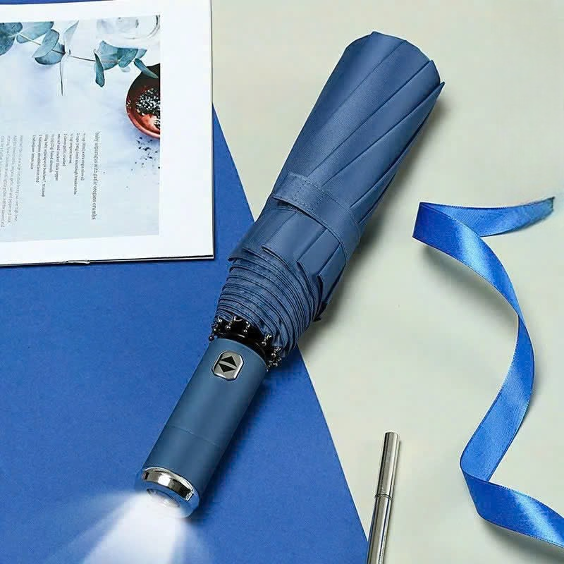 Dù che mưa gấp gọn 24 nan tự động ô chống UV cản gió có tích hợp đèn led tiện lợi thời cao cấp-Life 