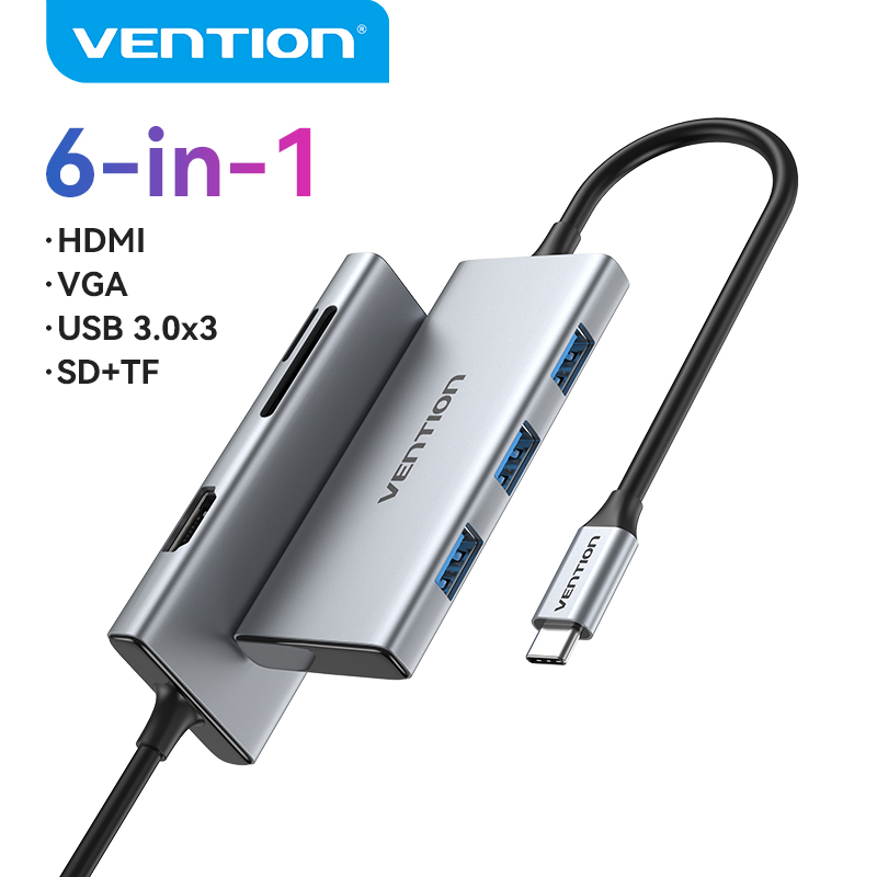 Vention HUB USB C Đa Cổng Type C Sang USB 3.0 4K HDMI SD TF PD HUB Đầy Đủ Chức Năng Thunderbolt 3 US