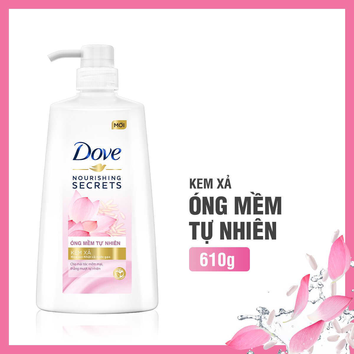 Kem Xả Dove Óng Mềm Tự Nhiên 610Gr