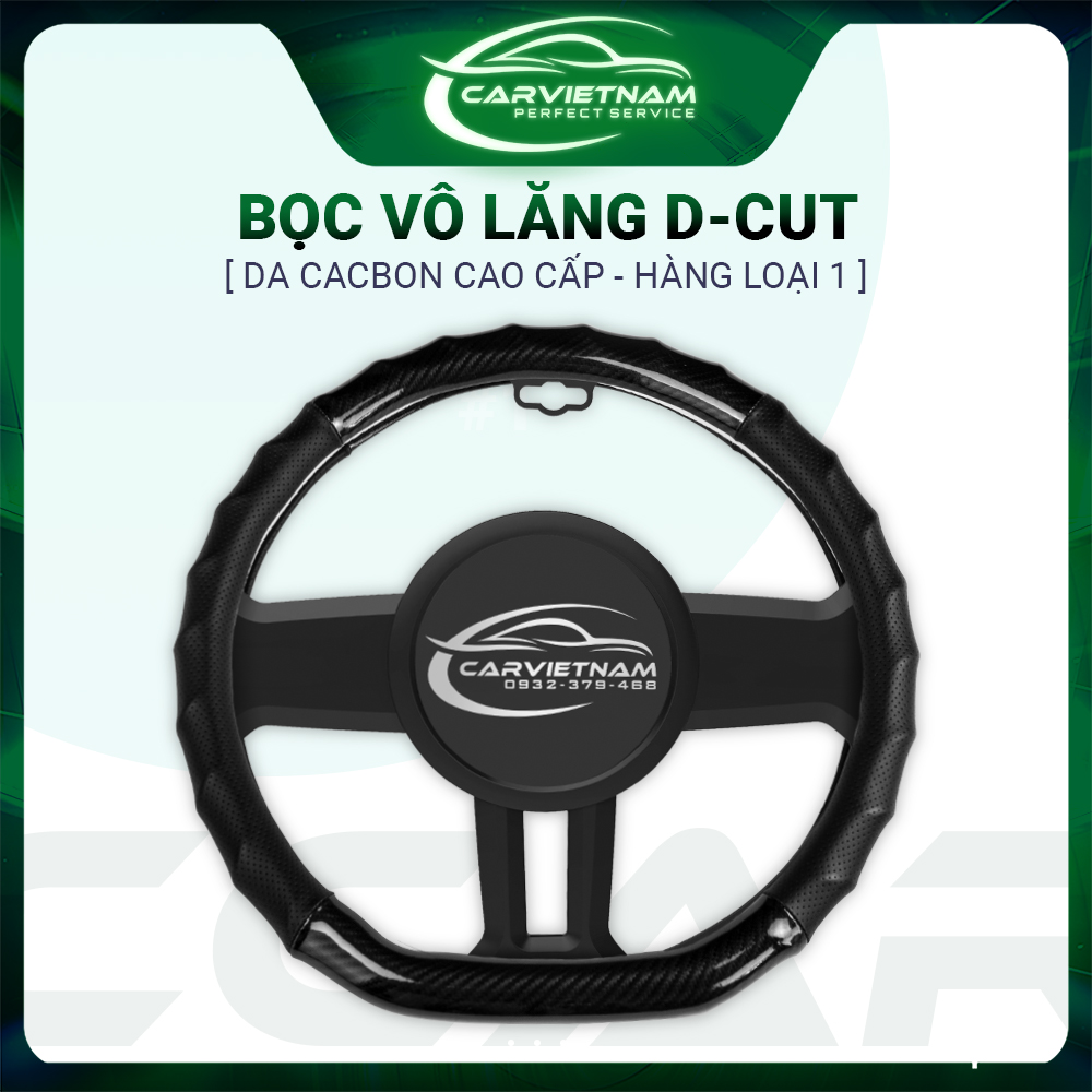 Bọc Vô Lăng Ô Tô D-cut Vân Carbon Cho Xe Kia Seltos Sonet Peugeot Suzuki XL7 Swift Ertiga Elantra Sp