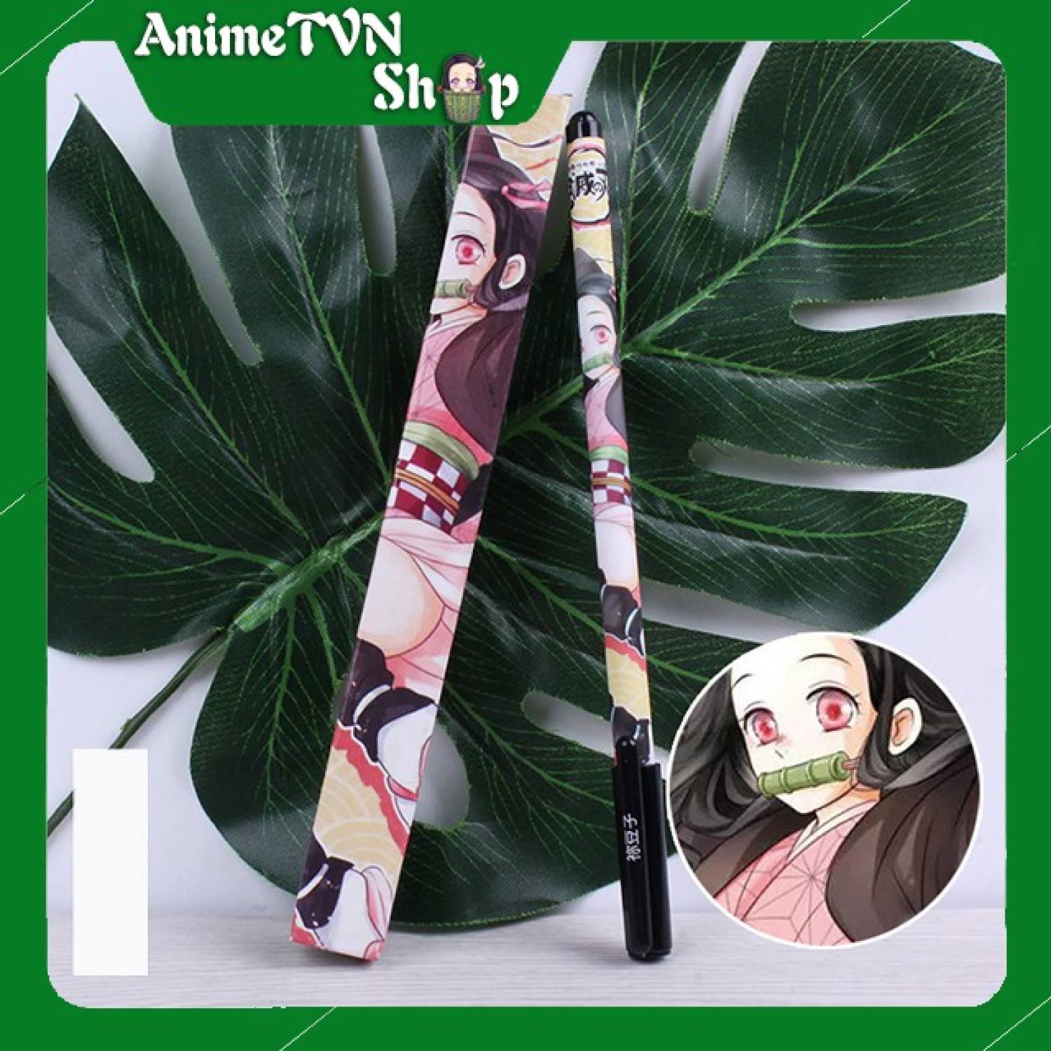 Bút Viết cao cấp Anime Kimetsu no Yaiba (Tanjiro vs Nezuko) - Dạ bi mực đen kèm hộp in hình thân bút