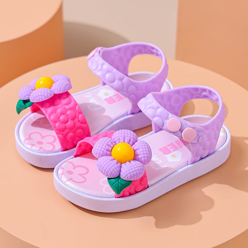 Dép sandal xăng đan bé gái hình hoa đơn giản cho bé gái từ 3 - 15 tuổi
