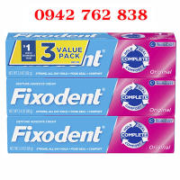 Combo 3 Keo Dán Hàm Răng Giả Fixodent 68g - Fixodent Complete Original Denture Adhesive Cream 2.4 oz 3 PACK