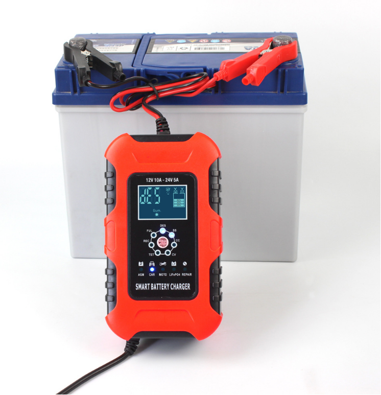 Sạc bình ắc quy sạc pin sắt LiFeP04 sạc ô tô xe máy các loại bình không nước từ 4AH-200Ah Foxsur 12V 24V 10A