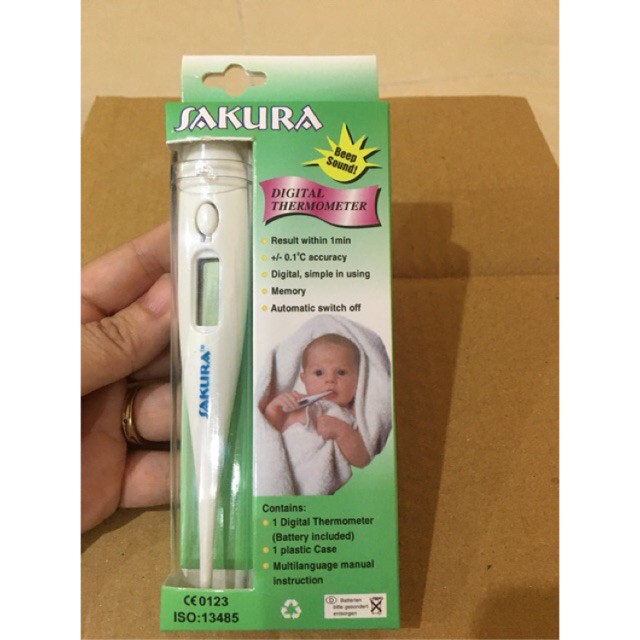 Nhiệt Kế Điện Tử Sakura - Đo Nhiệt Độ Chính Xác ± 0.1 °C - Vỏ Nhựa Abs Đặc Trưng Rất Khó Vỡ - Hàng Chất Lượng Cao