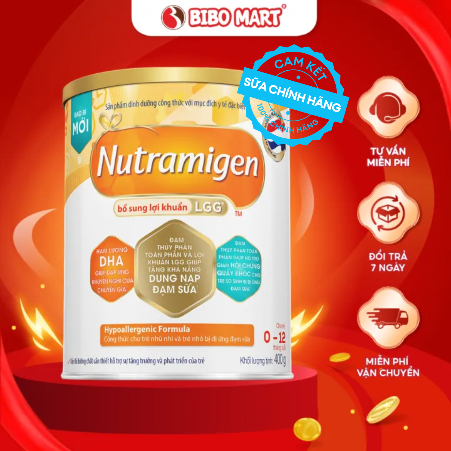 Sữa Bột Nutramigen A+ LGG - Sữa Cho Trẻ Dị Ứng Đạm Sữa Bò - 400g - Bibo Mart