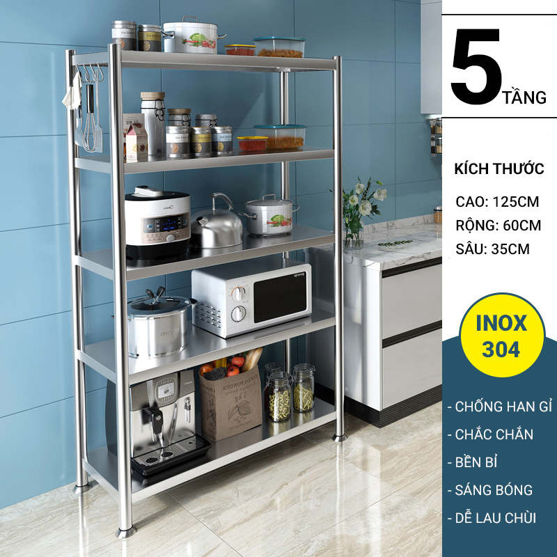 Rộng 40cm/60cm/80cm/100cm - Giá Kệ Để Lò Vi Sóng INOX VANDO - Để Nồi Cơm Điện đa Năng Thông Minh Cho